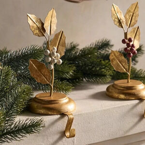 NWT Anthropologie Terrain Holly White  Berries Christmas Stocking Holder